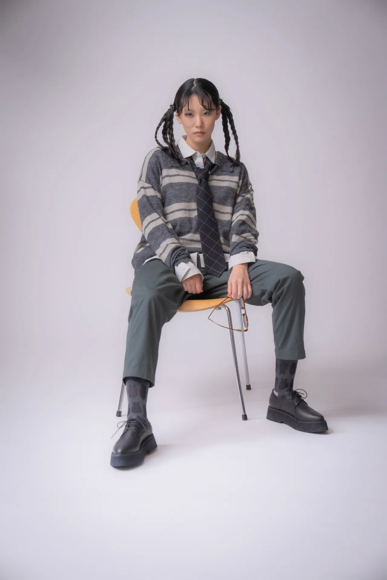 ボーダーポロニットセーター