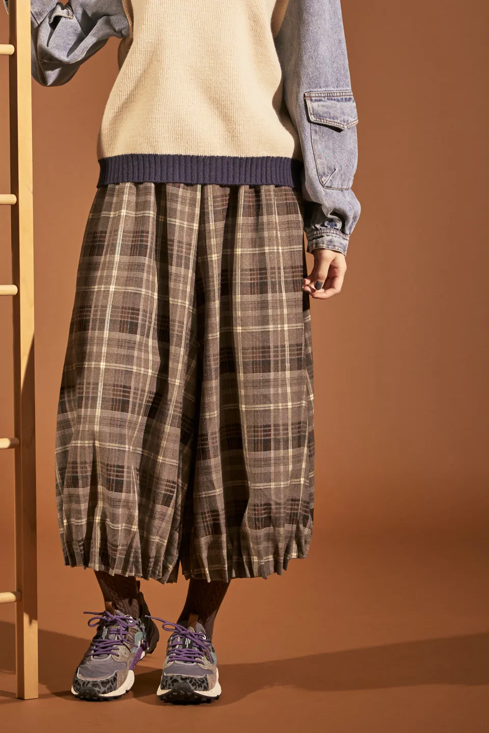 チェック柄タック入りP