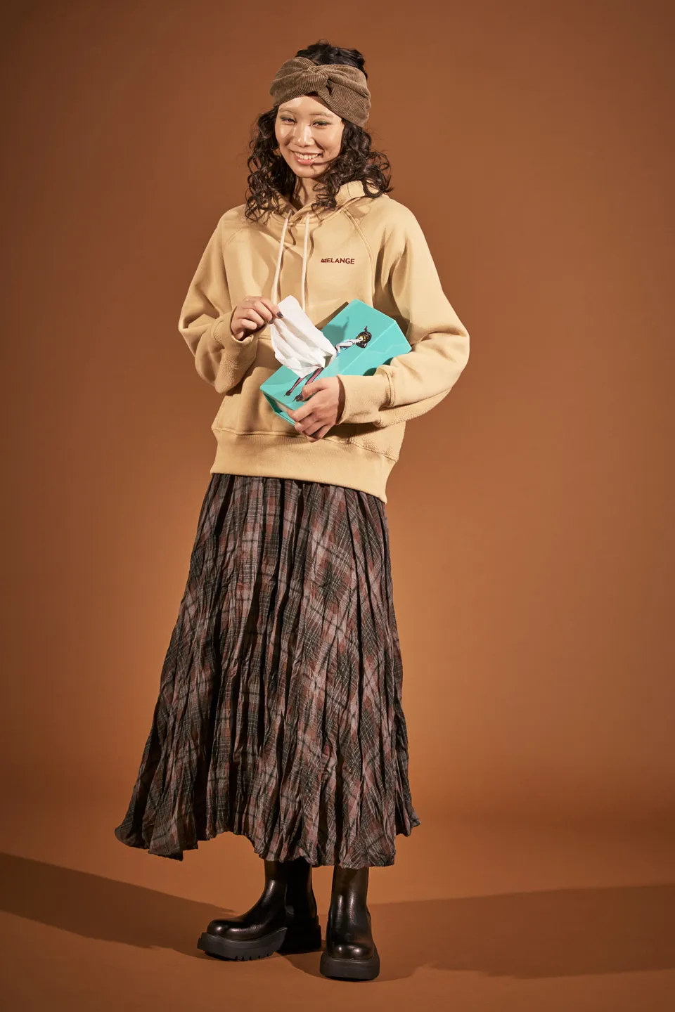 チェック柄クリンクルSK